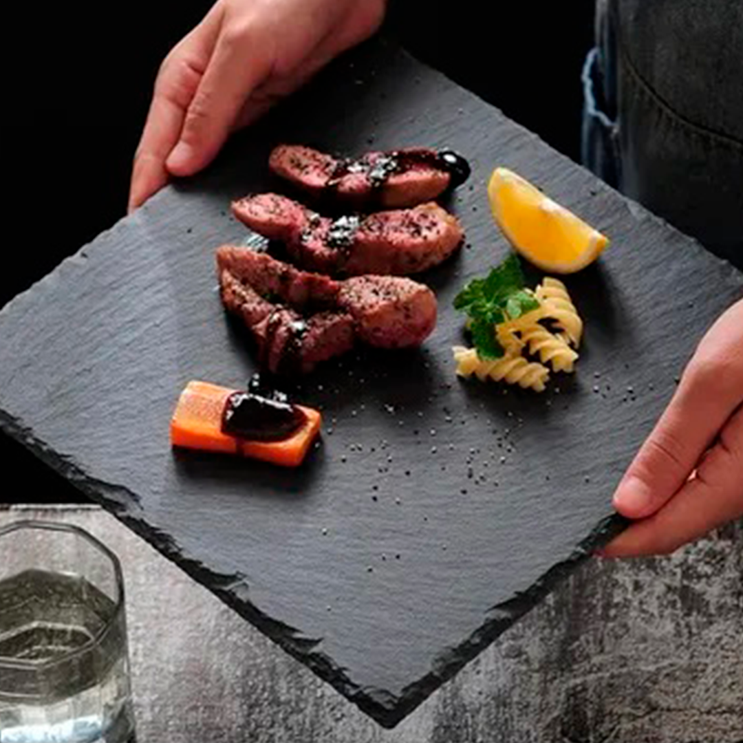Plato Cuadrado Piedra Pizarra 25x25 - Imagen 3