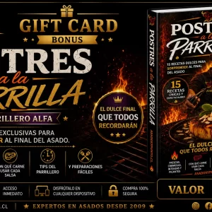 Gift Card digital Bonus Postres a la Parrilla con 15 recetas exclusivas de Parrillero Alfa.