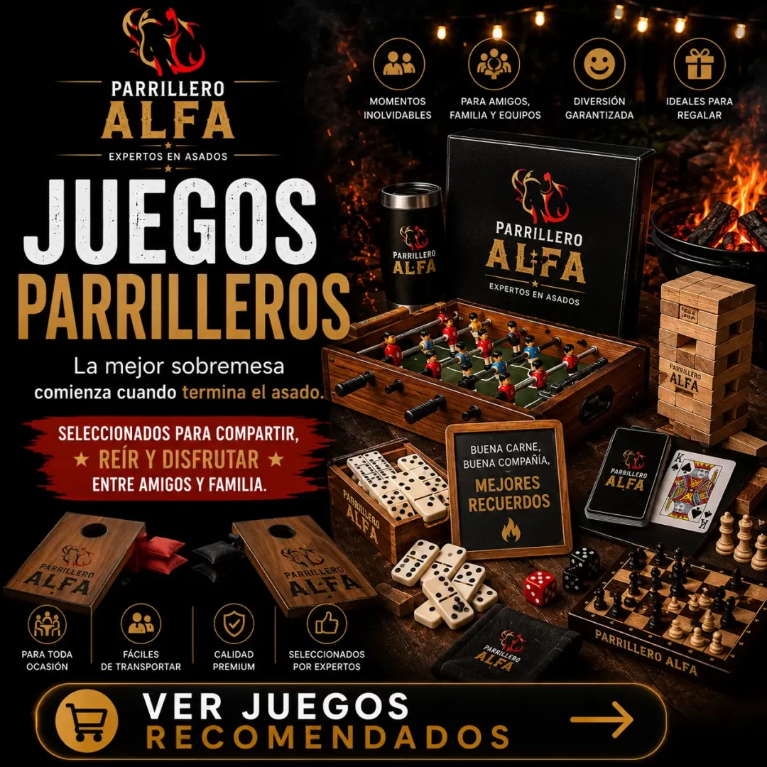 Juegos parrilleros recomendados por Parrillero Alfa para compartir entre amigos y familia después del asado.