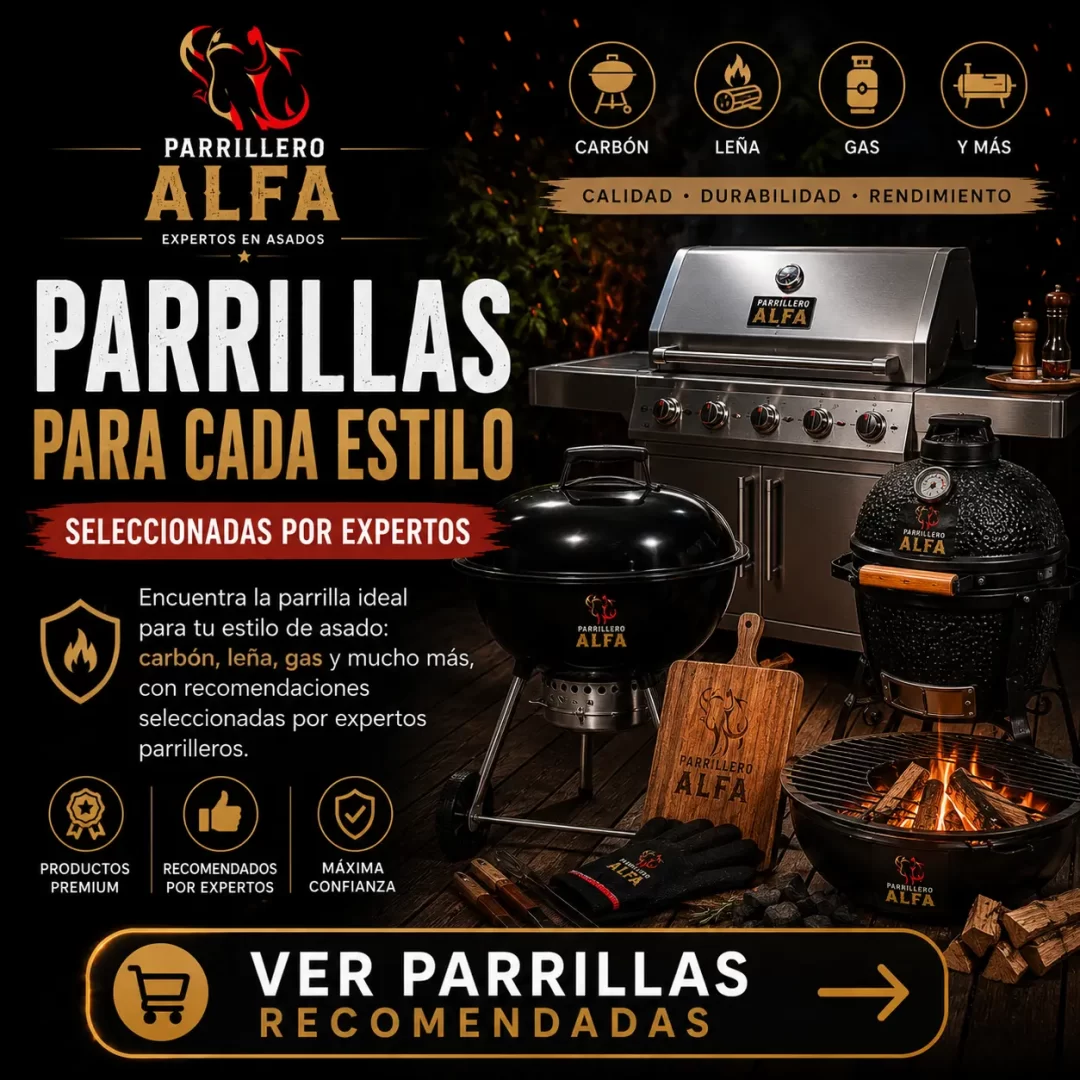 Parrillas recomendadas por Parrillero Alfa para asados a carbón, leña y gas seleccionadas por expertos parrilleros.