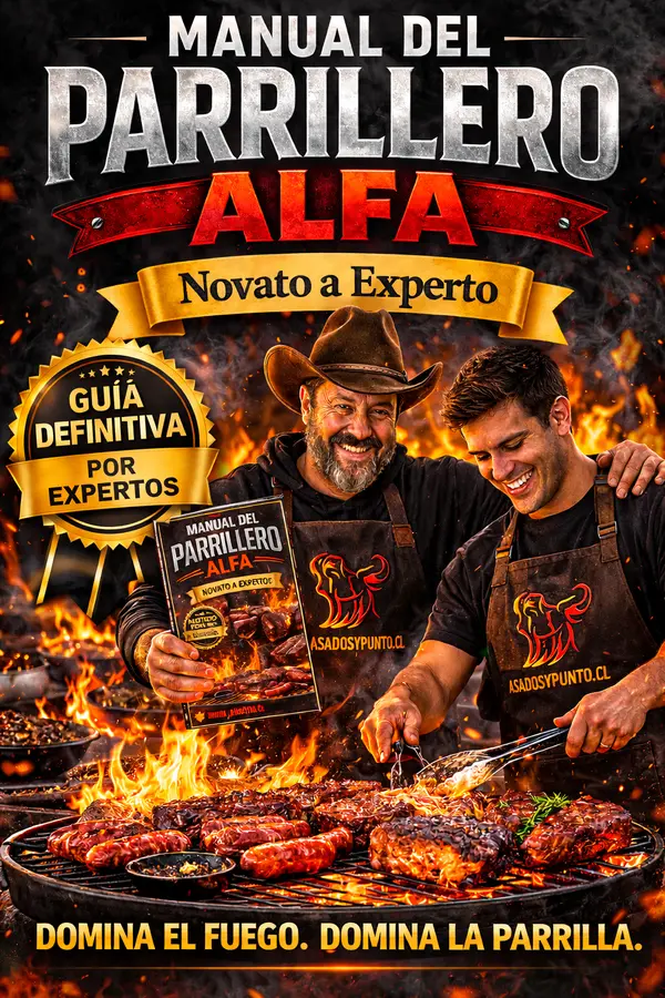 Manual del Parrillero Alfa Tomo 1 Novato a Experto. Guía para aprender técnicas de parrilla, control del fuego, tipos de parrillas, seguridad y fundamentos del asado.