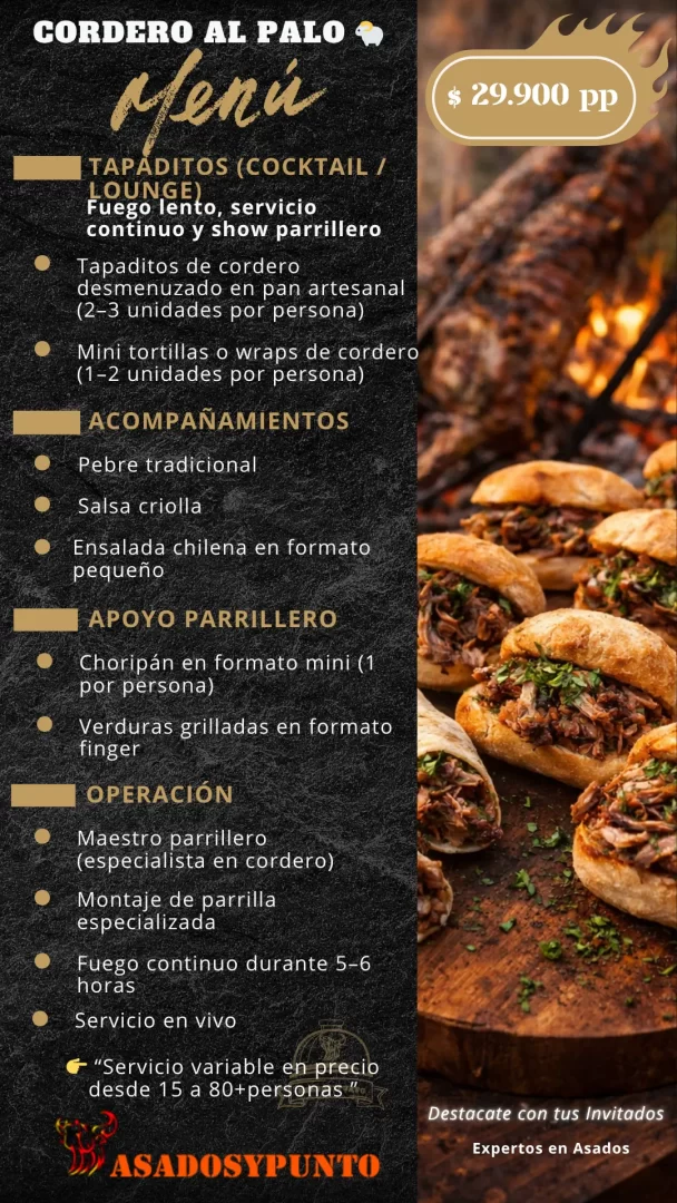 Tapaditos de cordero gourmet para cócteles, eventos corporativos y matrimonios preparados por Asados y Punto.